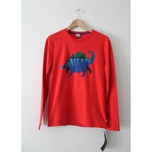 Paul Smith Junior Dinosaur Hidden Zipper Long Sleeve Shirt Size 14A Red